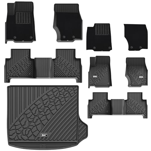 3W Floor Mats & Cargo Liner Fit 2022-2025 Jeep Grand Cherokee(Non L or WK) Carpets for 1st Rows Black Mats Custom Fit for Grand Cherokee, 6PCS Jeep Gr