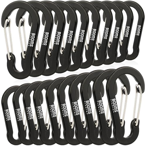 Booms Fishing 20Pack Carabiner Clips: Multi-use 2in Small Carabiner Clip - Mini Keychain Caribeaner Clip for Keys, Camping, Hiking, Fishing, Kayaking,