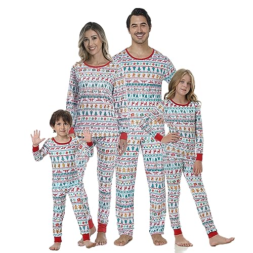 VENTELAN Family Matching Christmas Pajamas Set Holiday Santa Claus Sleepwear Xmas PJS Set for Couples and Kids Kids 2T Christmas Pattern