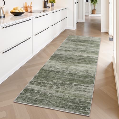 PADOOR Modern Abstract Runner Rug - 2x10 Washable Hallway Rugs, Ultra Soft Non-Slip Low Pile Floor Rugs for Hallway Entryway Kitchen Bedroom Bedside L