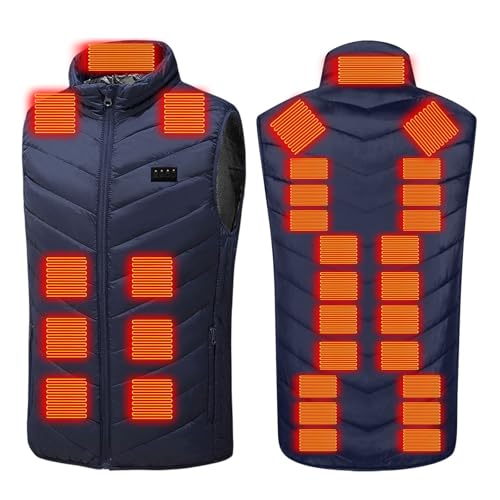 Heated Vest for Men Women, 4 Control 31 Heating Zones USB Electric Puffer Vest, Lightweight Winter Outerwear Jacket Blue 5X-Large