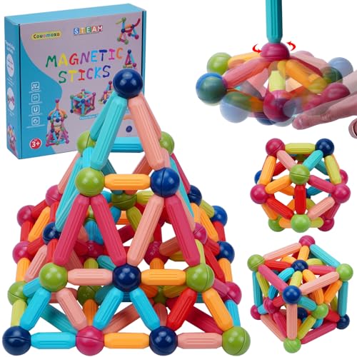 COUOMOXA 74pcs STEM Magnetic Toy: Educational Building Blocks Set for 3 4 5 6 7 8 9 Years Old Kids - Puzzle Toys for Kids Age 3-9 Home School - Birthd