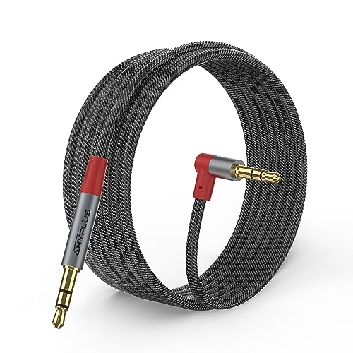 3.5mm Male to Male Audio Cable, 1M-(1pcs) Fish Wire Braided 90 Degree Right 1-8 Aux Cable Compatible with Headphone Jack, Auxiliary Cord for iPhone, H