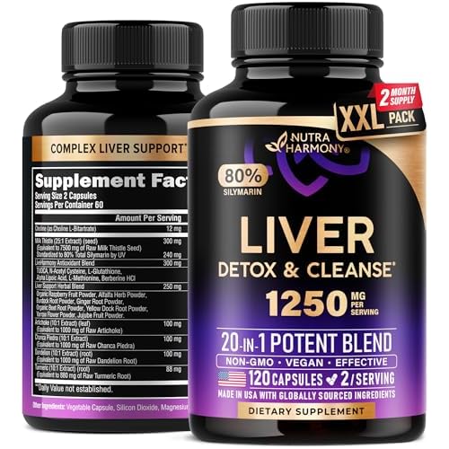 Liver Cleanse Detox & Repair - Milk Thistle | Dandelion | Artichoke | TUDCA | Glutathione & NAC - Effective Liver Health Supplement | 80% Silymarin -