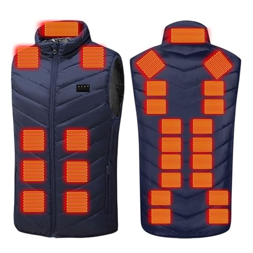 Heated Vest for Men Women, 4 Control 29 Heating Zones USB Electric Puffer Vest, Lightweight Winter Outerwear Jacket Blue XX-Large