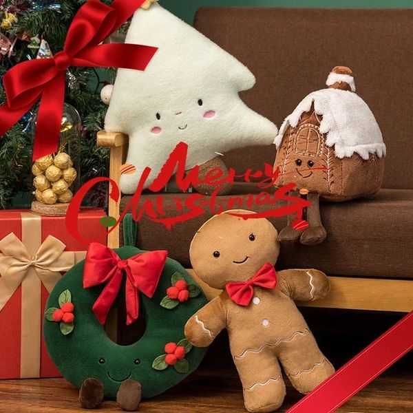 INS Christmas Ginger Bread Plush Pillow Festival Holiday Stuffed Chocolate Cookie Cabin House Decor Cushion Kids Birthday Gift 241019
