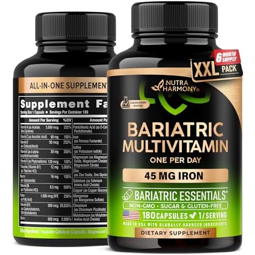 Bariatric Multivitamin - 45 mg Iron Supplements - Made in USA - for Women & Men - All-in-One, 21 Essential Vitamins - Gastric Sleeve Support - Free of