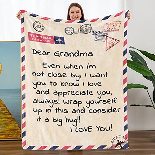 TURMTF Birthday Gifts for Grandma, A Heartwarming Hug in a Blanket for Grandma Christmas Day Retirement Gifts for Grandma Blanket (55x70, A-Yellow 1)
