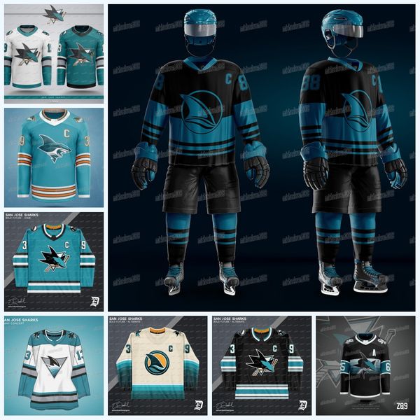 San Jose Macklin Celebrini Shark Concept Hockey Jersey Logan Couture Mikael Granlund Will Smith Grundstrom Ferraro Marc-Edouard Vlasic Black