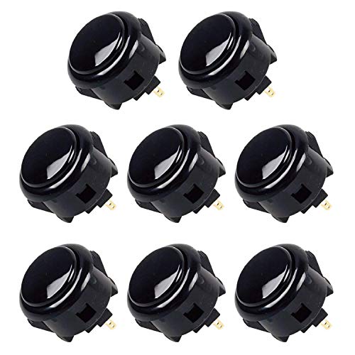 Sanwa 8 pcs OBSF-30 Original Push Button 30mm - for Arcade Jamma Video Game & Arcade Joystick Games Console (Black) S@NWA 30mm Black