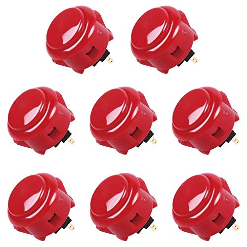 SANWA 8 pcs OBSF-30 Original Push Button 30mm - for Arcade Jamma Video Game & Arcade Joystick Games Console (Red) S@NWA 30mm Red