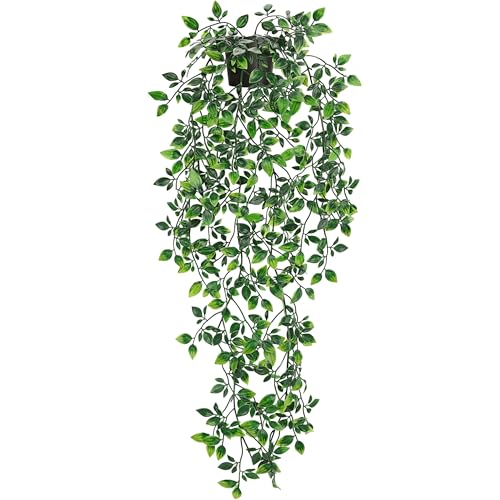 Der Rose 34'' Fake Plants Hanging Artificial Potted Plants Indoor and Outdoor for Home Bathroom Wall Shelf Office Decor (1Pack)