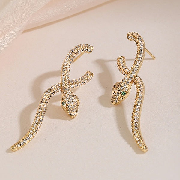 Boucles d'oreilles pendantes en laiton et zircone cubique pour femmes