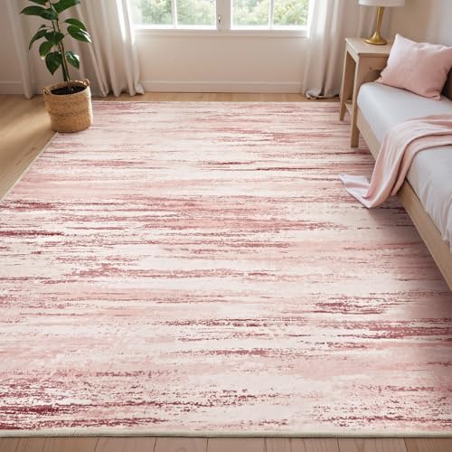 tchdio Pink Rug-5x7 Area Rugs for Living Room, Ultra Soft Washable Rugs for Bedroom Non Slip Nursery Rug, Kids Rug Playroom Carpet for Bedroom, Pink 5