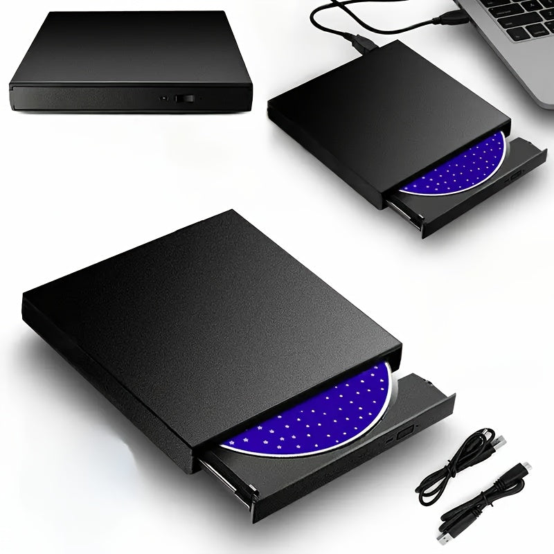 TEMU External Cd Dvd Drive, Usb 2. 0 Slim Portable External Cd-rw Drive Dvd-rw Burner Writer Player For Laptop Notebook Pc Desktop Computer