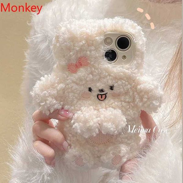 Hot Sale Suitable for iPhone 15 Plus 14 13 12 11 Pro Max 15 Pro 14 Pro Fluffy Plush Soft Silicone Shockproof Cover T241209