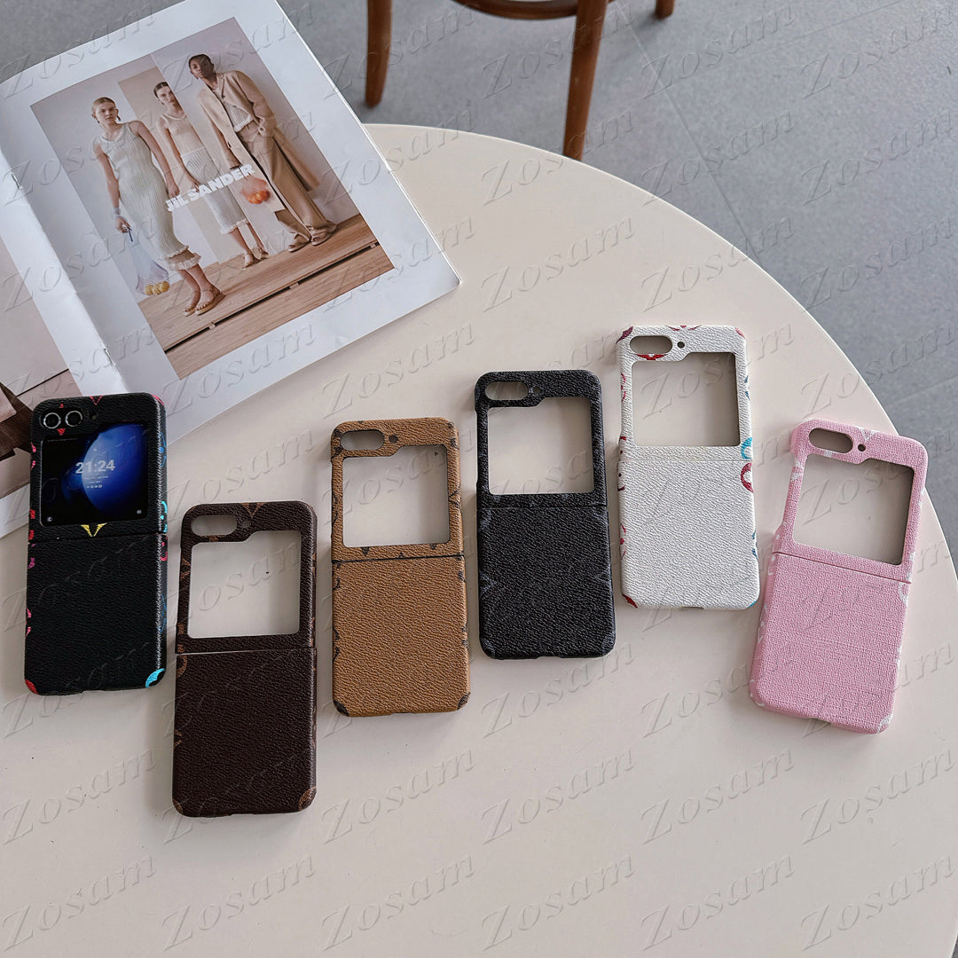 Luxury Leather Grain Phone Case for Samsung Z Flip 7 6 5 4 3 Ultra Slim Anti-knock Magnetic Magsafe Shell Galaxy Flip7 Flip6 Flip5 Flip4 Retro Lette