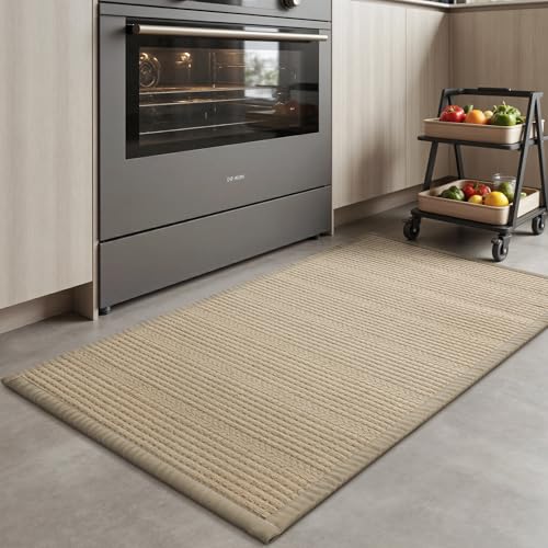 AMOAMI Anti Fatigue Kitchen Mats for Floor, Super Absorbent Kitchen Rugs Non Slip Washable Kitchen Floor Mat, Braided Comfort Standing Mat for Sink La