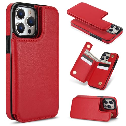 for iPhone 15 Wallet Case, 4 Card Holder and Cash Slot RFID Blocking, 2-in-1 Detachable Magnetic Wallet, Strong Magnet Coil Wireless Charging Compatib
