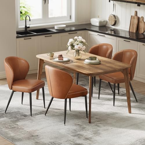 VASAGLE EKHO Collection - Dining Chairs Set of 4, Upholstered Kitchen Chairs, Comfortable Seat, Synthetic Leather with Stitching, Mid-Century Modern,