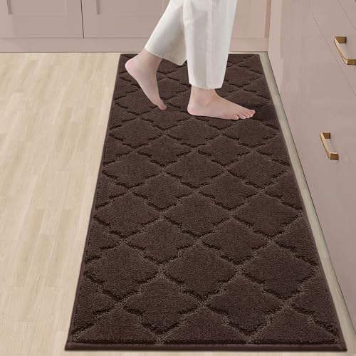 COSY HOMEER Soft Kitchen Floor Mats for in Front of Sink Super Absorbent Kitchen Rugs and Mats 20"x59" Non-Skid Kitchen Mat Standing Mat Washable,Poly