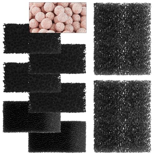 AquaMiracle Aquarium Filter Replacement Filter Media, Including 2 x Coarse Sponge, 2 x Fine Sponge, 4 x Carbonized Sponge & 1 x Bio-Balls(for QR-188)
