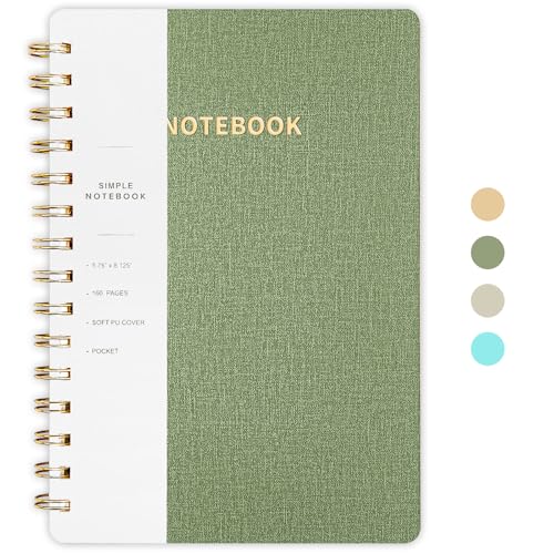 Lined Spiral Notebook College Ruled A5 Journal Book for Note Taking, 160 Pages Writing Journal for Office and Home School Supplies 5.75x8.125 inch - A