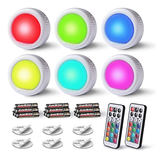 EverBrite Tap Light, Push Light, LED Puck Lights with 12 RGB Colors, Wireless Touch Light Under Cabinet, 80 Lumens Night Light for Closet, Bedroom, Wa