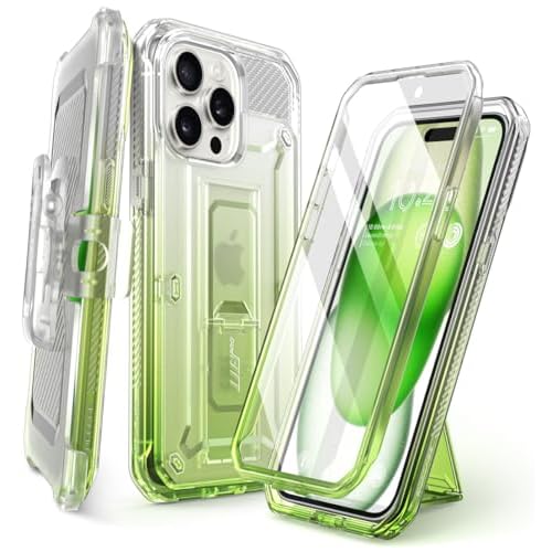 SUPCASE for iPhone 15 Pro Max Case with Screen Protector (Unicorn Beetle Pro), [Built-in Stand & Belt-Clip] [Military-Grade Protection] Full Body Heav