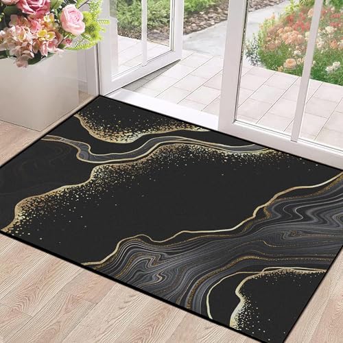 2' x 3' Black Marble Rug Abstract Modern Aesthetic Area Rugs for Kids Women Men Girls Living Room Bedroom Dormitory Washable Floor Mat Doormats Throw