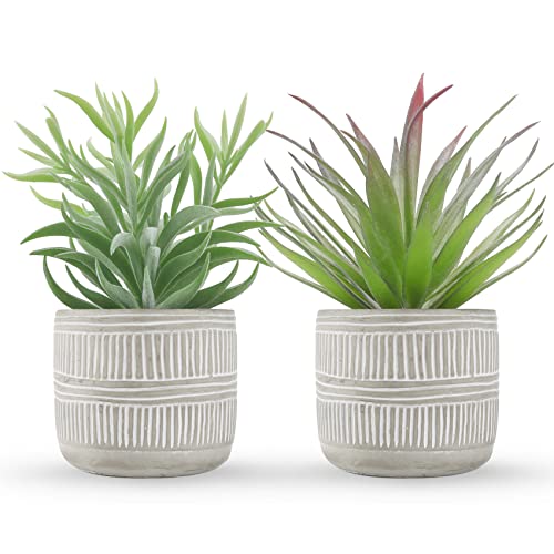 Der Rose 2 Pack Fake Succulents Plants Artificial Succulents in Pots for Room Home Bathroom Bedroom Office Boho Decor