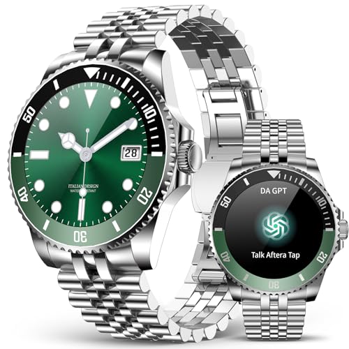 AI Smart Watch for Men, DA GPT AI Waterproof Smartwatch, 1.19" AMOLED Always-On Display, 24-7 Heart Rate, Blood Oxygen, Stress Sleep Monitor, 107 Spor