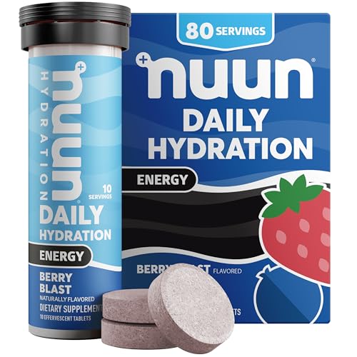 Nuun Energy Electrolyte Tablets with Ginseng, Caffeine from Green Tea Extract, Vitamin B12, B6, B5, Magnesium & 4 Other Electrolytes, Gluten Free & Ve