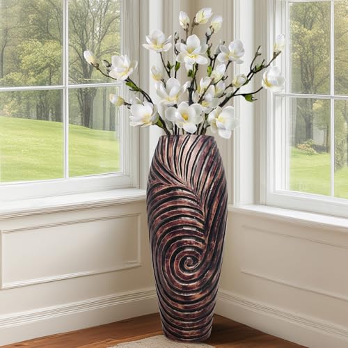 Tall Floor Vase, Brown Vintage Home Decor Vase, 19.7 inch Resin Vase for Living Room Decoration, Fireplace, Entryway,Bedroom, Hotel, Patio Decoration