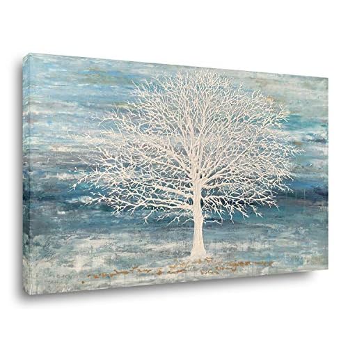 Yihui Arts Abstract Landscape Canvas Art Modern Paintings for Wall Decor Nature Trees Print Artwork 40"L x 28"W Blue Tree
