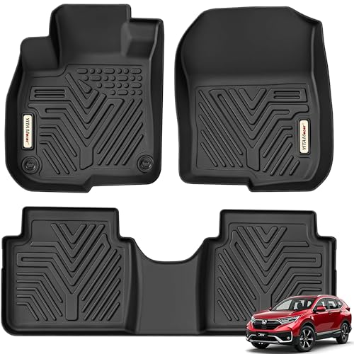 YITAMOTOR Floor Mats Compatible with Honda 2017-2022 CR-V, 1st & 2nd Row All Weather Protection, Black 17-22 floor mats