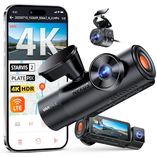 VANTRUE N4 Pro S 3 STARVIS 2 4K+ 1080P+ 1440P Dashcam Auto, 5G WLAN PlatePix™ Dash Cam GPS 360° HDR Buffer Monitor de aparcamiento Cámara de coche