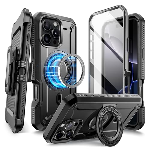 SUPCASE for iPhone 16 Pro Case with Stand (UBPro Mag), [Support MagSafe] [Built-in Screen Protector & Belt Clip] [Military-Grade Protection] Magnetic