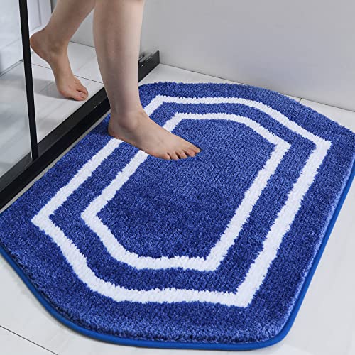 COSY HOMEER Extra Thick Bath Linen Sets Rugs - Anti-Slip Bath Mats Soft Plush 100% Strong Polyester Living Room Bathroom Water Absorbent(Blue,17x27 -