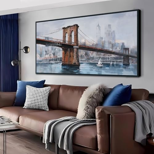 Ardemy New York City Wall Art Brooklyn Bridge Canvas Bedroom Wall Decor,Cityscape Skyline Wall Art for Men Wall Picture for Living Room Home Office Ba