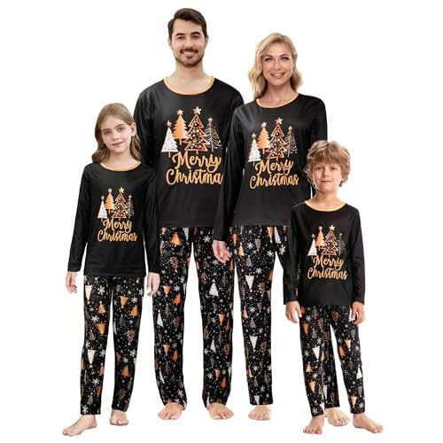 VENTELAN Family Matching Christmas Pajamas Set Holiday Santa Claus Sleepwear Xmas PJS Set for Couples and Kids Kids 2T Christmas Tree