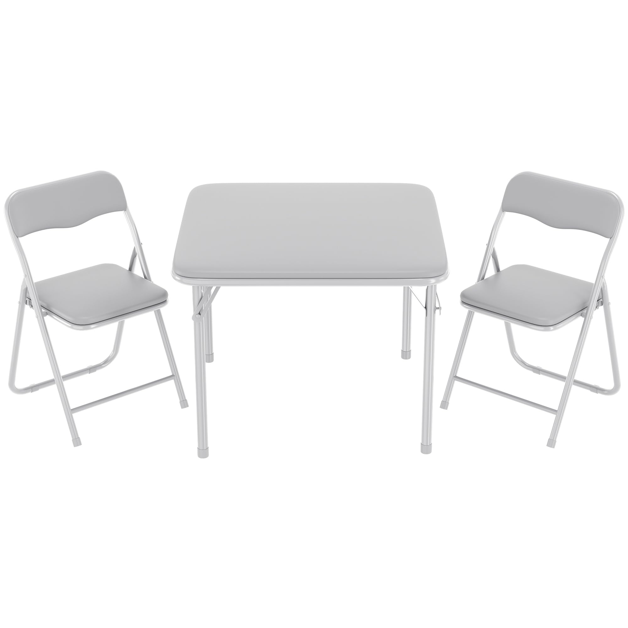 Garvee Boys and Girls Folding Table and Chairs Set of 3, Portable Table and Chair with Pu Soft Cushion, No Installation Required, Suitable for Eating,