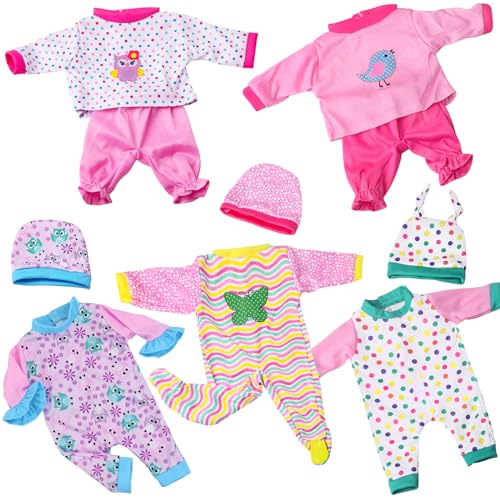 UNICORN ELEMENT 5 Sets Baby Doll Clothes for 14-18 Inch Dolls, Doll Pjs Outfits Playtime Jumpsuits Fit in 15 Inch Dolls Reborn,10 Pcs in Total Doll Cl