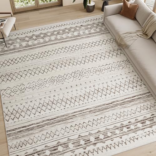 5x7 Area Rugs for Living Room Non Slip Washable Rug Neutral Distressed Boho Rug Ultra Soft Large Area Rug Modern Indoor Carpet for Bedroom Dining Room
