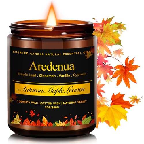 Fall Candles - Autumn Leaves Candle | Autumn Scented Candles for Home, 7oz Autumn Soy Candle for Home Scented, 50 Hours Burn Time, Season Celebration-
