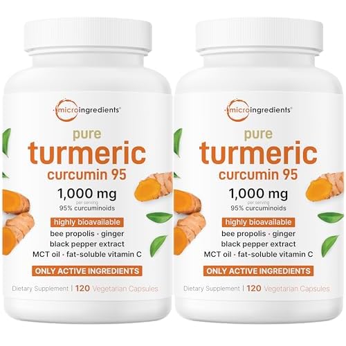 Micro Ingredients Turmeric Curcumin Supplement 1,000mg, 240 Veggie Capsules | 95% Curcuminoids with Bee Propolis, MCT Oil, Vitamin C & Black Pepper |