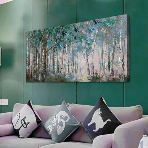 Ardemy Green Tree Canvas Wall Art Forest Landscape Picture Nature Painting， Abstract Wall Art Artwork Wall Decor Living Room Bedroom kitchen Dining