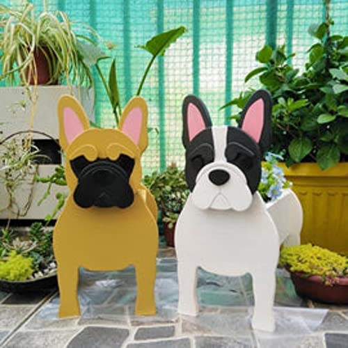 MADEI Cute Dog Planter Plant Pot,Pomeranian Schnauzer Plant Container Rack for Outdoor Indoor Plant Storage Containers for Plants and Stuff (Small,Fig