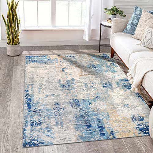 Lahome Modern Abstract Washable Area Rugs 5x7, Soft Living Room Rug Non Slip Stain Resistance, Faux Wool Floor Carpet for Bedroom Dining Room Nursery