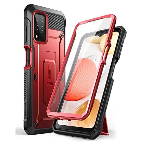SUPCASE Unicorn Beetle Pro Series for Samsung Galaxy A12 Case (2020 Release), Full-Body Rugged Holster Case with Built-in Screen Protector (Ruddy) Red